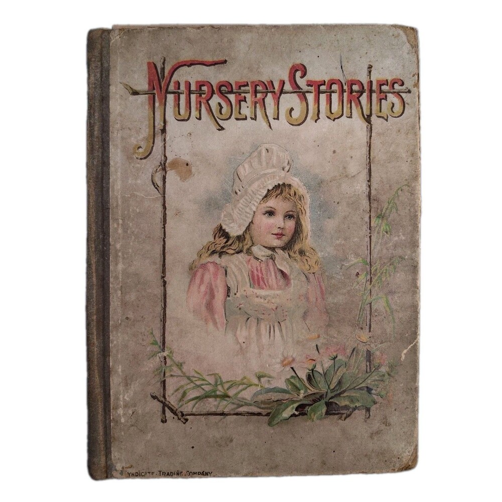 Antique Victorian 1890s Nursery Stories Childrens Book Illustrated Board Cover